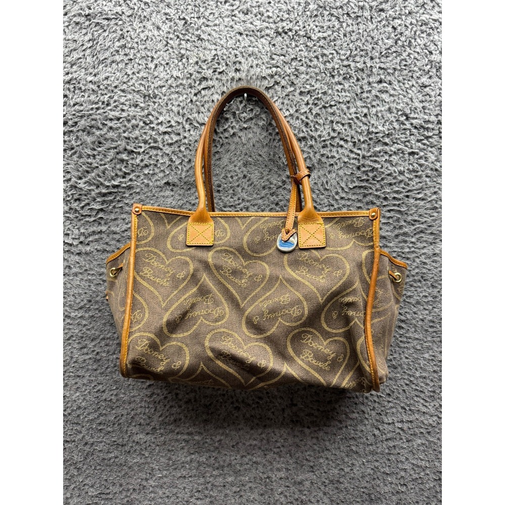 Vintage Dooney & Bourke Anniversary Collection Heart Logo Shopper Tote Bag Brown
